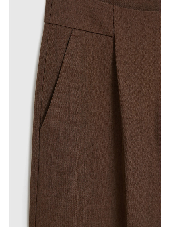 Moodo Hnedé nohavice so širokými nohavicami Moodo