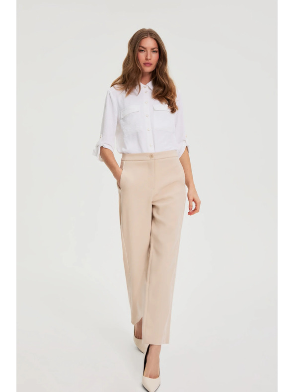 Moodo Hladké béžové nohavice Moodo