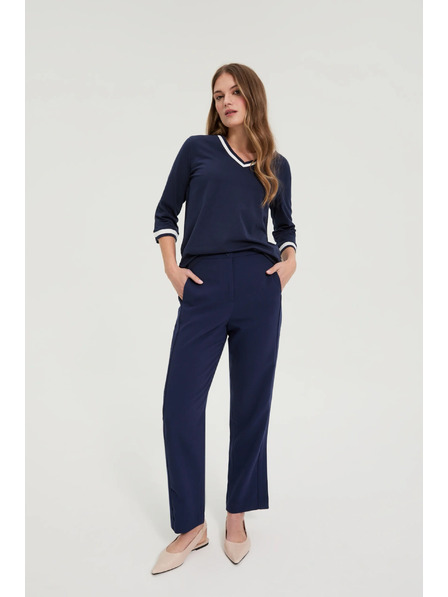 Moodo Hladké tmavo modré nohavice Moodo