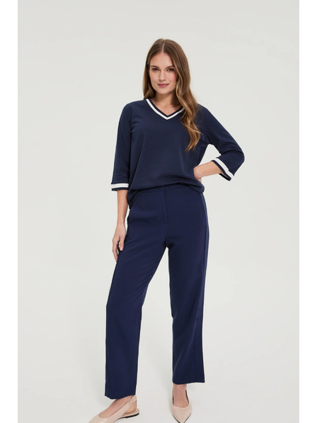 Moodo Hladké tmavo modré nohavice Moodo