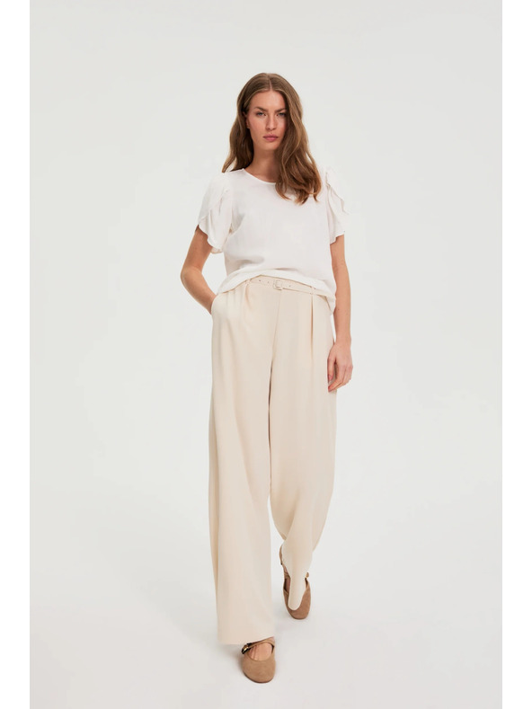 Moodo Béžové nohavice s opaskom Moodo