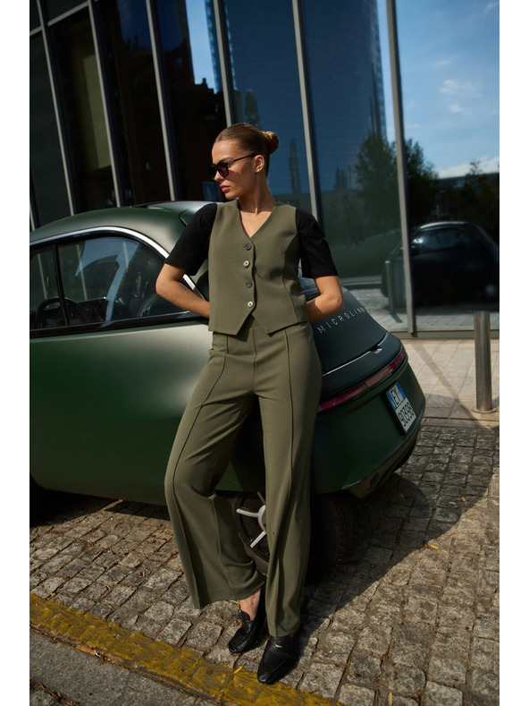 Moodo Hladké olivové nohavice Moodo