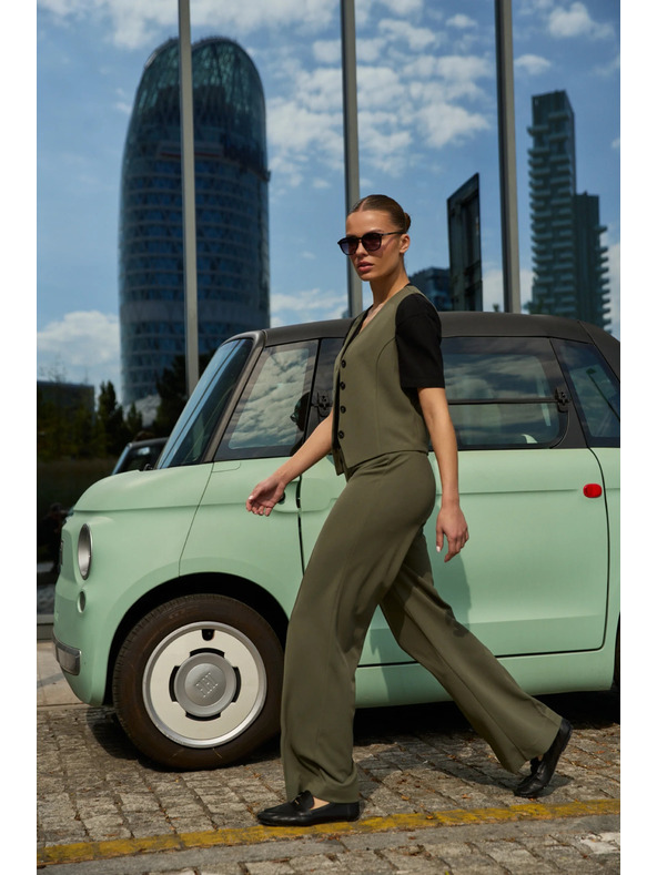 Moodo Hladké olivové nohavice Moodo