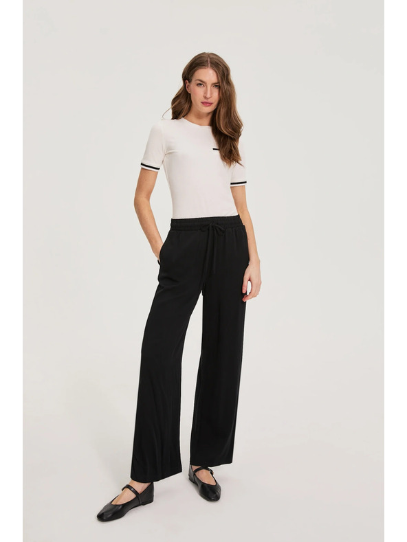 Moodo Čierne viskózové nohavice Moodo