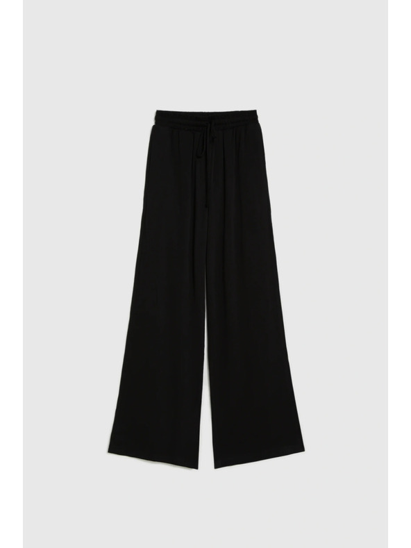 Moodo Čierne viskózové nohavice Moodo