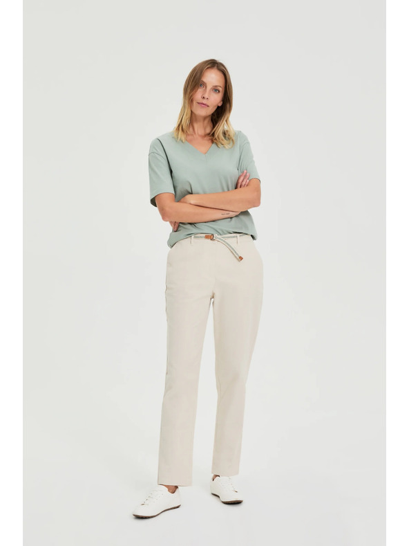 Moodo Béžové bavlnené nohavice Moodo