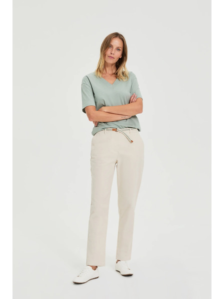 Moodo Béžové bavlnené nohavice Moodo