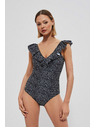 Moodo Jednodielne plavky s ozdobným výstrihom čierne Moodo