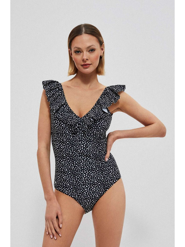 Moodo Jednodielne plavky s ozdobným výstrihom čierne Moodo