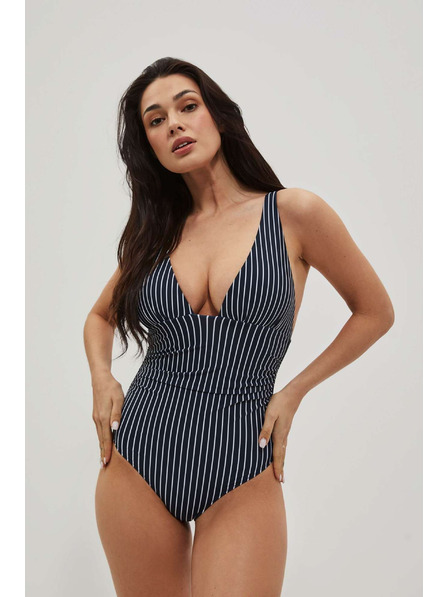 Moodo Jednodielne plavky v pruhoch tmavo modré Moodo