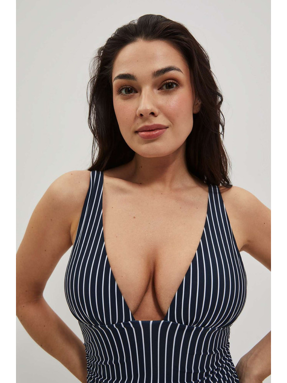 Moodo Jednodielne plavky v pruhoch tmavo modré Moodo
