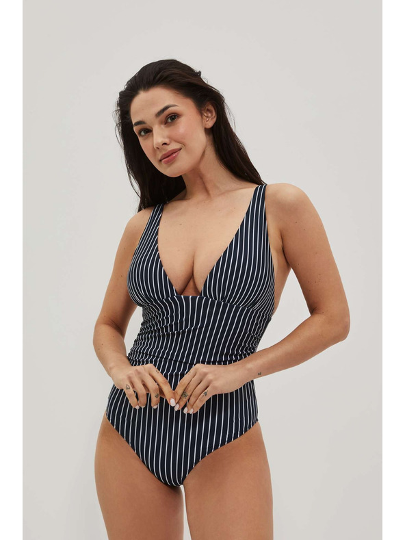 Moodo Jednodielne plavky v pruhoch tmavo modré Moodo