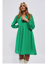 Moodo Zelené šaty s nafúknutými rukávmi Moodo