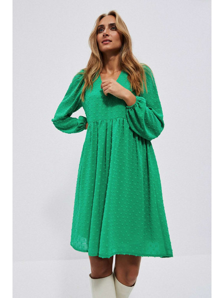 Moodo Zelené šaty s nafúknutými rukávmi Moodo