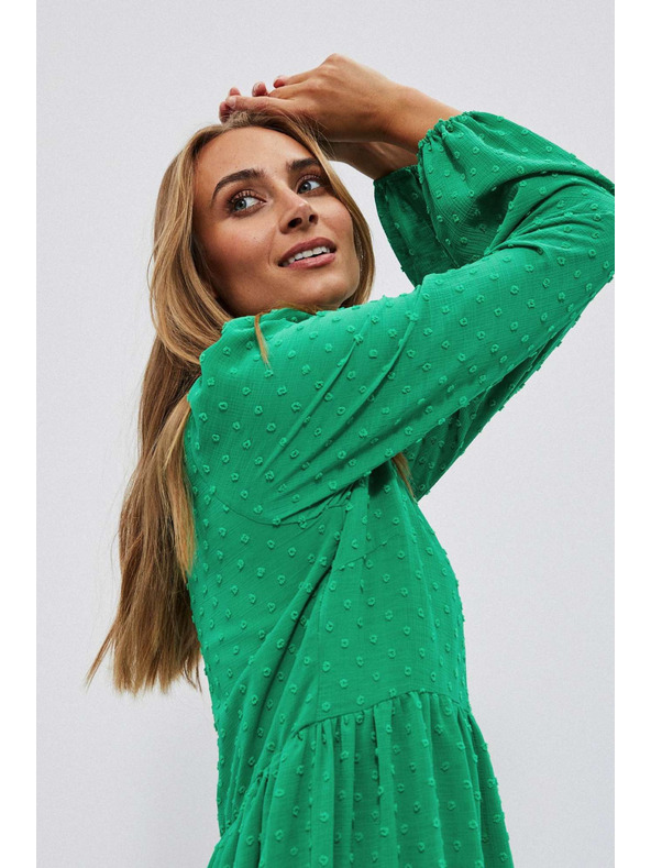 Moodo Zelené šaty s nafúknutými rukávmi Moodo