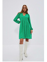 Moodo Zelené šaty s nafúknutými rukávmi Moodo