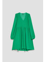 Moodo Zelené šaty s nafúknutými rukávmi Moodo