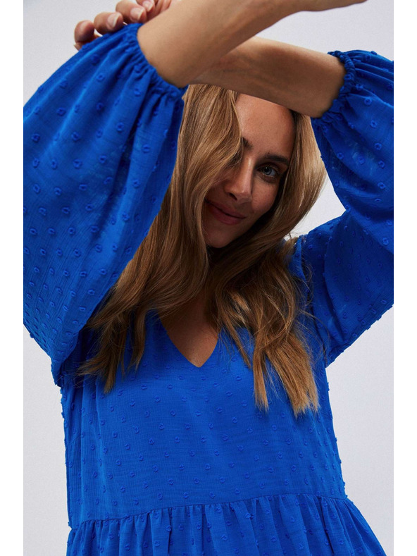 Moodo Modré šaty s nafúknutými rukávmi Moodo
