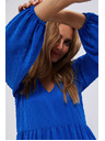 Moodo Modré šaty s nafúknutými rukávmi Moodo