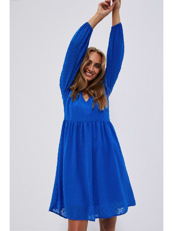 Moodo Modré šaty s nafúknutými rukávmi Moodo