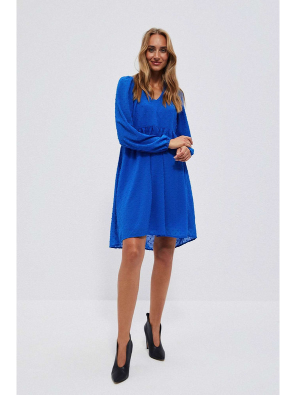 Moodo Modré šaty s nafúknutými rukávmi Moodo