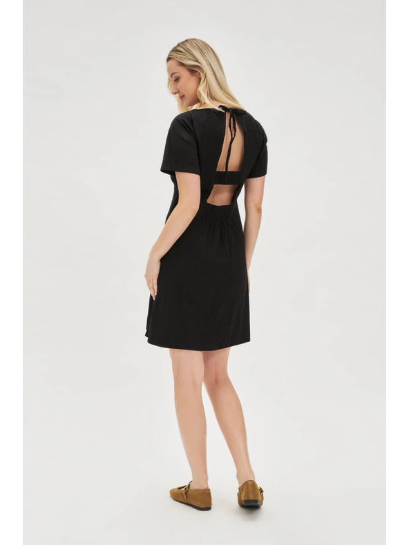 Moodo Čierne bavlnené šaty s odhalenými chrbtom Moodo