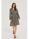 Moodo Rozšírené šaty s kvetinovým vzorom olivové Moodo