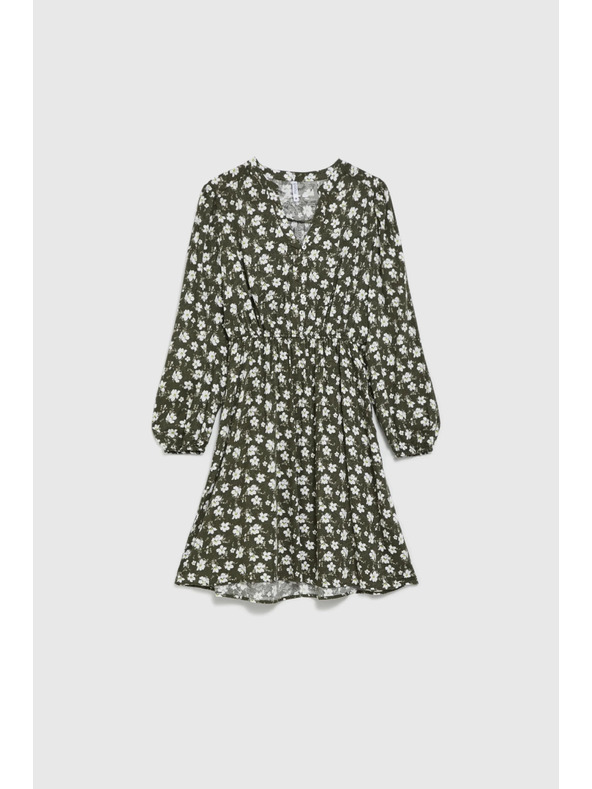 Moodo Rozšírené šaty s kvetinovým vzorom olivové Moodo