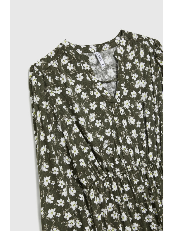 Moodo Rozšírené šaty s kvetinovým vzorom olivové Moodo