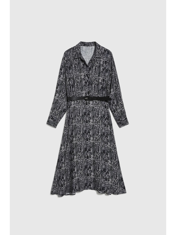 Moodo Viskózové šaty s páskom sivé Moodo