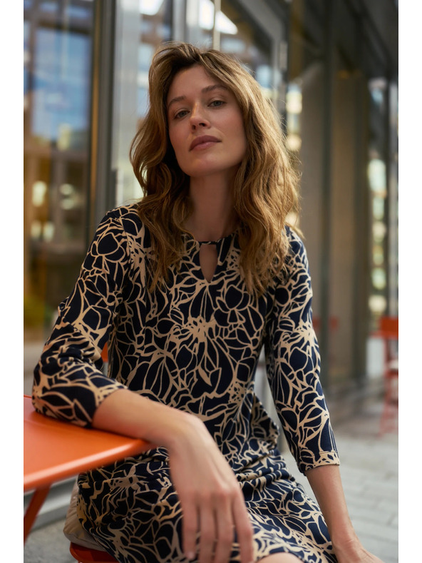 Moodo Tmavo modré kvetinové šaty Moodo