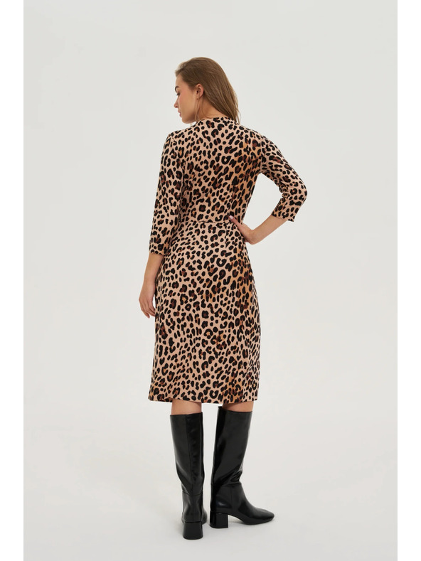 Moodo Béžové šaty s leopardím vzorom Moodo
