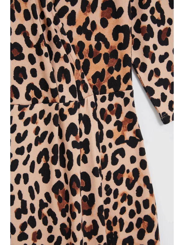 Moodo Béžové šaty s leopardím vzorom Moodo