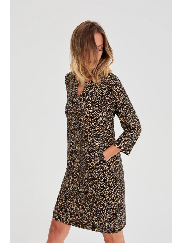 Moodo Čierne šaty s jemným vzorom Moodo