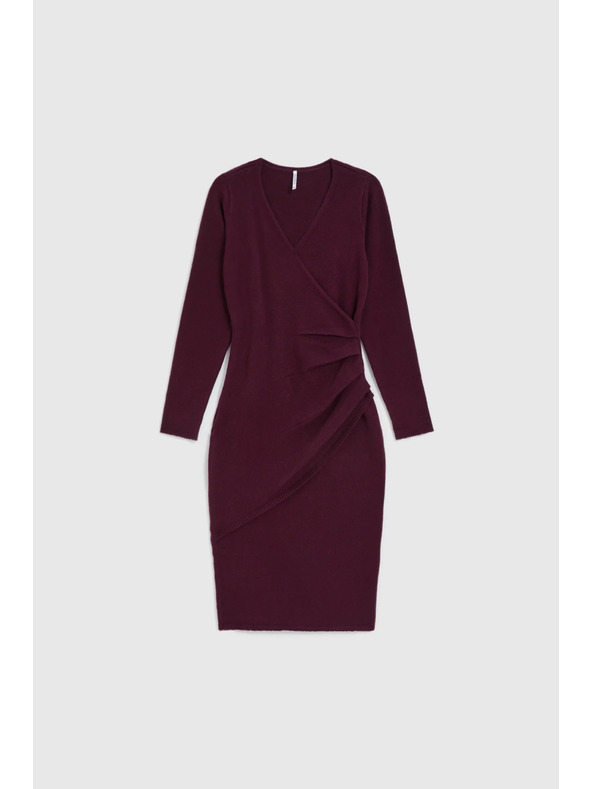 Moodo Pletené burgundské šaty Moodo