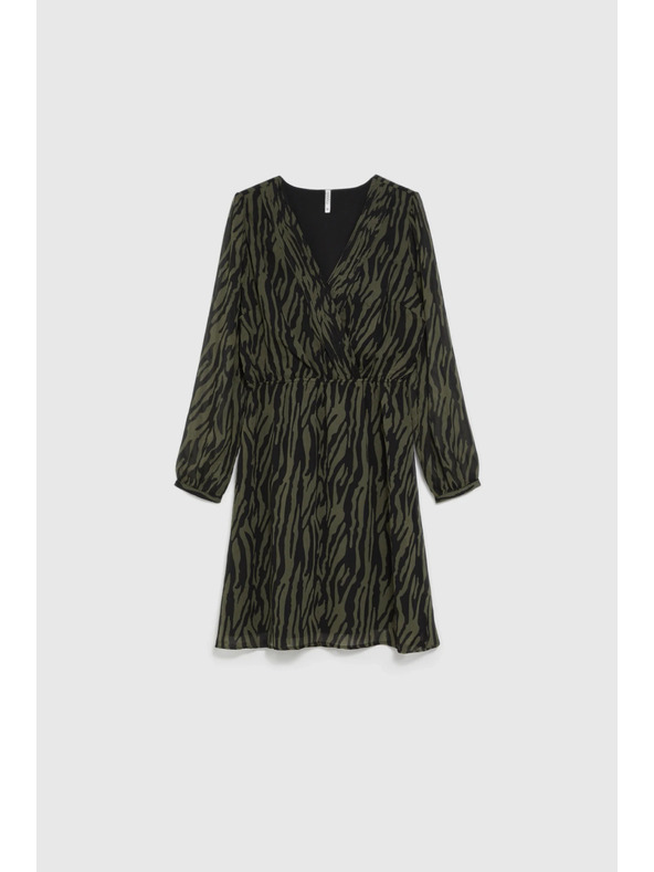 Moodo Olivové šaty so zvieracím vzorom Moodo