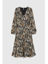 Moodo Čierne šaty s rastlinným vzorom a páskom Moodo