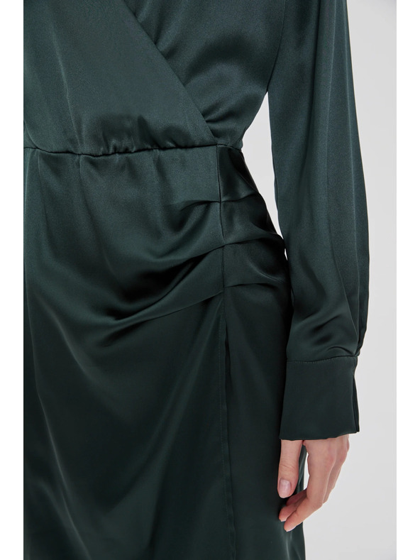 Moodo Zelené šaty so zriasením v oblasti bokov Moodo