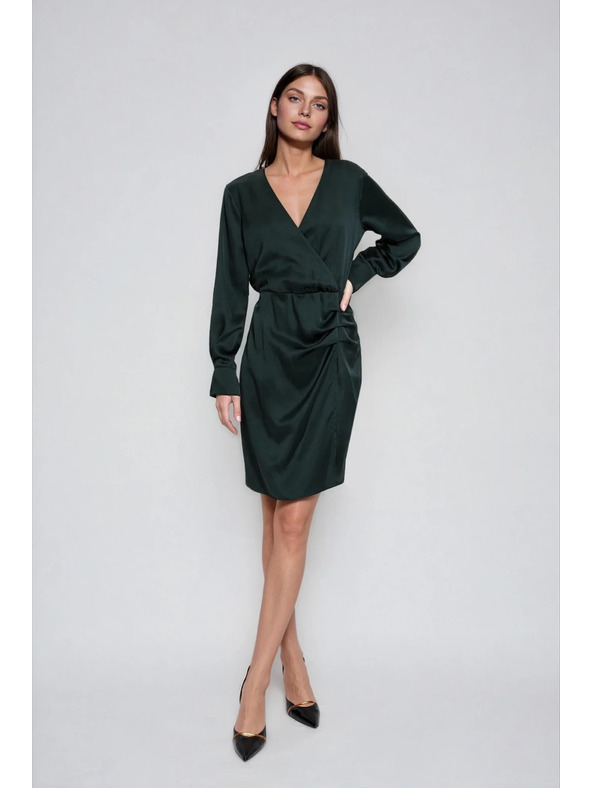 Moodo Zelené šaty so zriasením v oblasti bokov Moodo