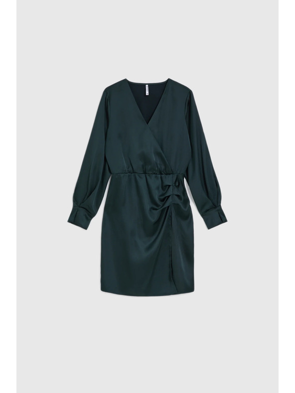 Moodo Zelené šaty so zriasením v oblasti bokov Moodo