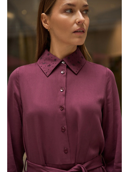 Moodo Vínové košeľové šaty Moodo