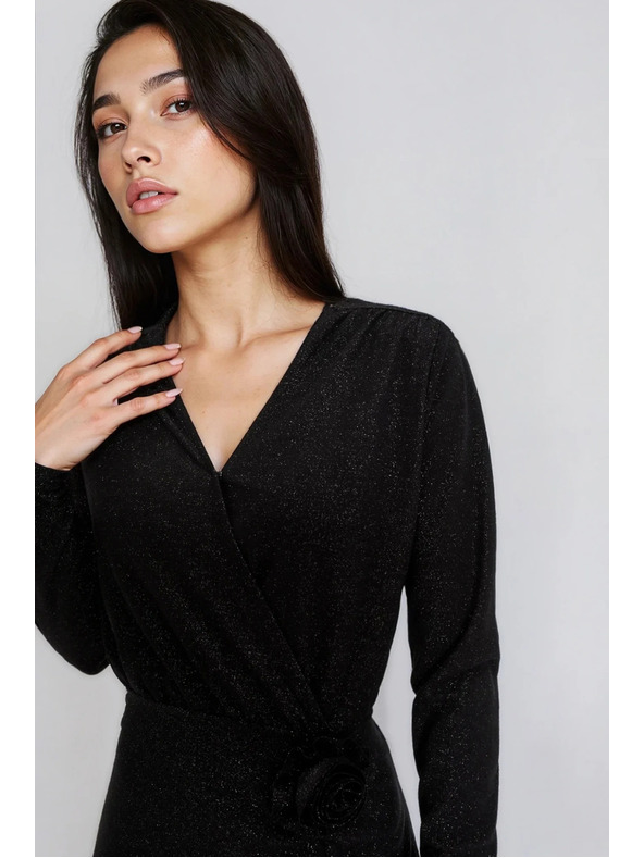 Moodo Čierne maxi šaty s rozparkom Moodo