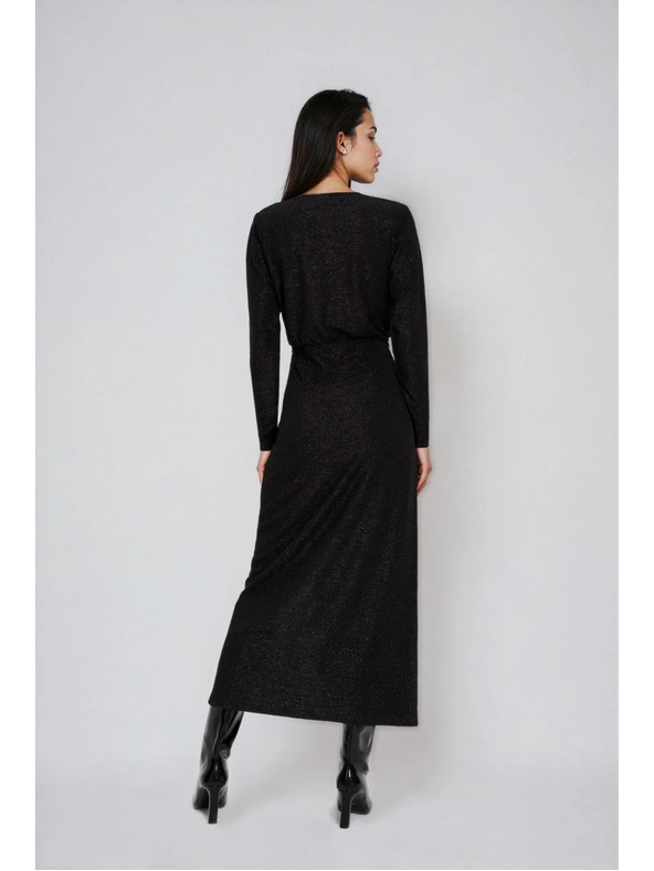 Moodo Čierne maxi šaty s rozparkom Moodo