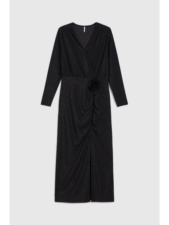 Moodo Čierne maxi šaty s rozparkom Moodo