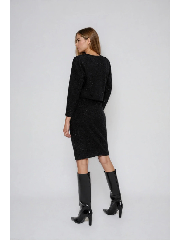 Moodo Čierne šaty zdobené trblietavou niťou Moodo