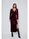 Moodo Vínové zamatové midi šaty Moodo