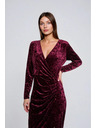 Moodo Vínové zamatové midi šaty Moodo