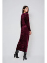 Moodo Vínové zamatové midi šaty Moodo