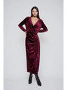 Moodo Vínové zamatové midi šaty Moodo