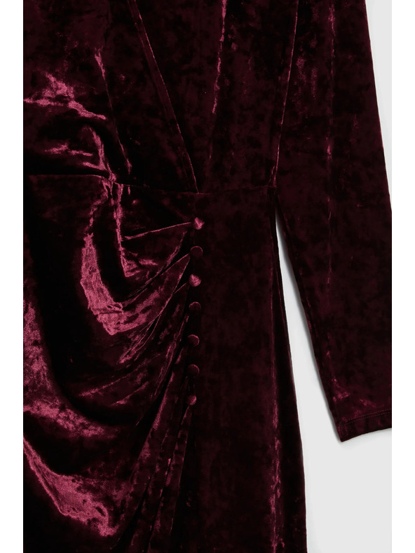 Moodo Vínové zamatové midi šaty Moodo